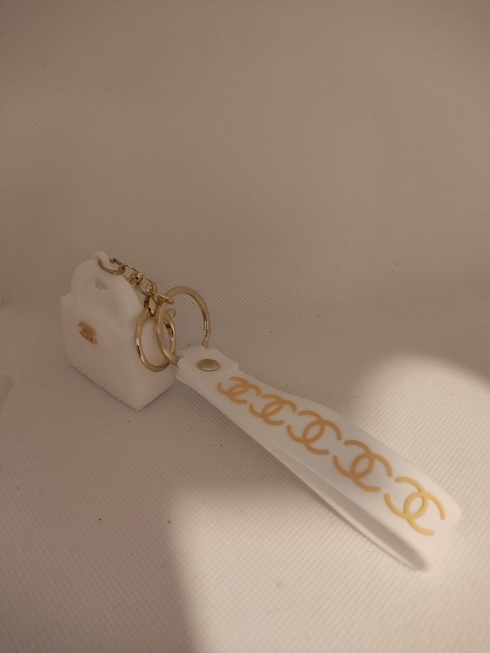 Chanel White Quilted Mini Bag Keychain with Strap - Picture 2 of 3